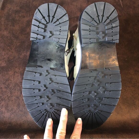 All Saints Donita Off White Leather Hiking Lace Up Combat Boots - Picture 14 of 16